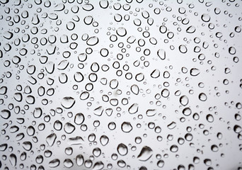 Drops of rain on glass