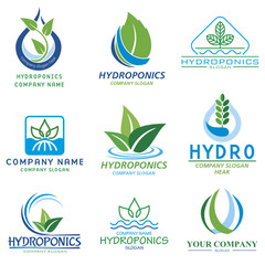 Set vector images for logo hidroponic companys and farms