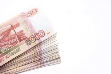 Five thousand Russian banknotes isolated