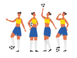 Girl power. Woman soccer players. Football vector illustration.