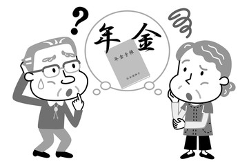 年金　高齢者　モノクロ