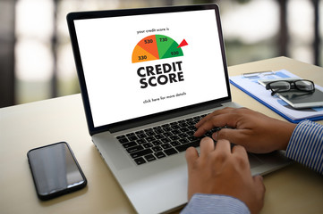 CREDIT SCORE (Businessman Checking Credit Score Online and Financial payment Rating Budget Money)