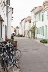 picturesque village with bike cycle street in Saint Martin de Re France