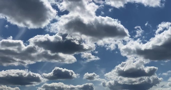 Clear blue sky with beautiful clouds, 4K.