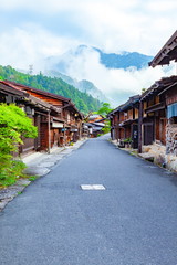 Obraz premium 中山道妻籠宿の風景、長野県木曽郡南木曽町にて