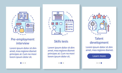 Career growth onboarding mobile app page screen with linear concepts