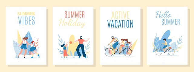 Fototapeta na wymiar Summer Cards, Mobile Covers, Network Stories Set