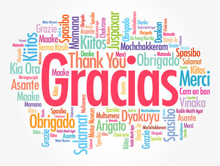Fototapeta premium Gracias (Thank You in Spanish) word cloud in different languages