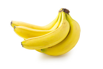 Bunch of fresh bananas isolated over white. Clipping path