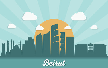 Naklejka premium Panoramę Bejrutu - Liban - ilustracji wektorowych - wektor