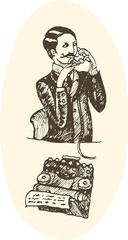 Man and woman gossip by the river characters macabre noir people emotions conspiracy sneak whisper snitch out denunciation