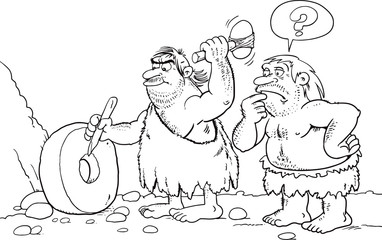 caveman inventing the wheel