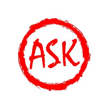 Red Ask sign, button, icon
