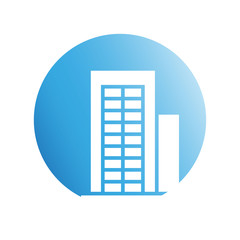 blue city building in circle shape