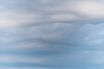 Cloudscape of Overcast Sky with Layers of Clouds in Blues and Grays