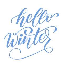 Handwritten brush calligraphy Hello Winter isolated on white. Vector illustration.