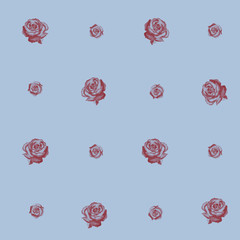 Materiał do szycia Seamless pattern of burgundy roses on a grey background.