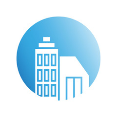 blue city building in circle shape