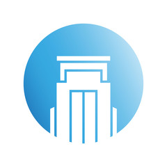 blue city building in circle shape