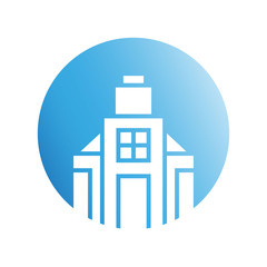 blue city building in circle shape