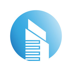 blue city building in circle shape