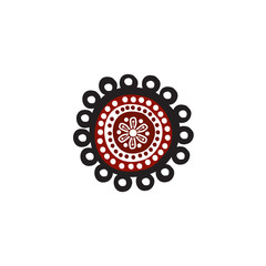 Aboriginal art dots painting icon logo design vector template