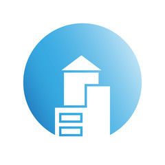 blue city building in circle shape