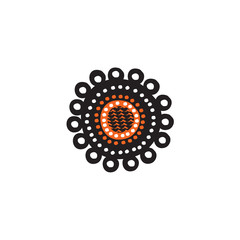 Aboriginal art dots painting icon logo design vector template