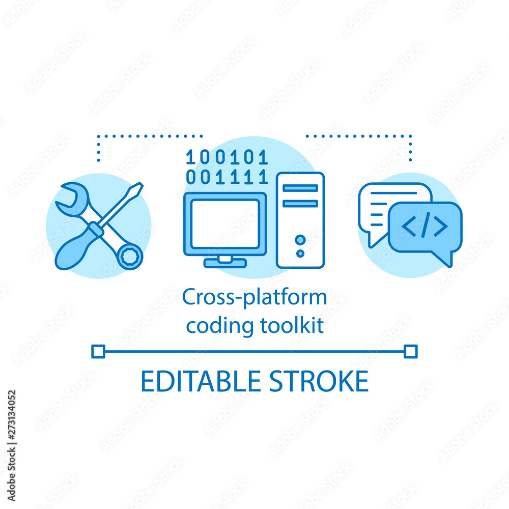 Aufkleber cross platform coding toolkit concept icon