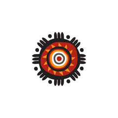 Aboriginal art dots painting icon logo design vector template