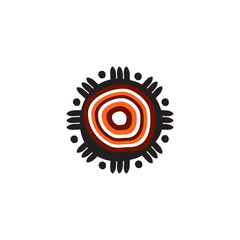 Aboriginal art dots painting icon logo design vector template