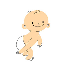 Vector Illustration of Cartoon Baby staying and smiling
