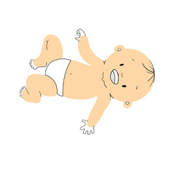 Obraz premium Vector Illustration of Cartoon Baby lying and smiling.