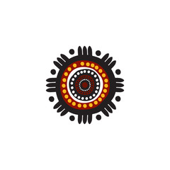 Aboriginal art dots painting icon logo design vector template