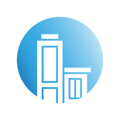 blue city building in circle shape