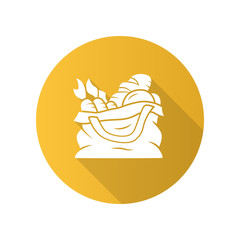 Produce bag flat design long shadow glyph icon