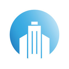 blue city building in circle shape