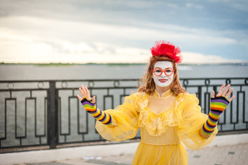 street MIME, trying to float in the air
