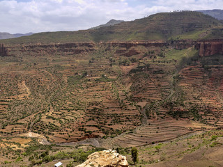 Terraced fields on the slopes of Ethiopia