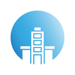 blue city building in circle