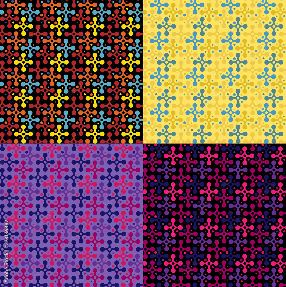 Poster set of seamless repeating patterns from color crosses