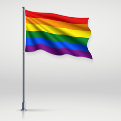 Waving ribbon or banner with flag of LGBT pride.