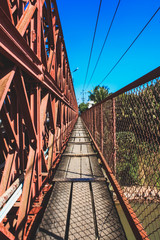 Old Red Steel bridge with blue sky