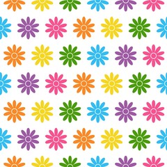 Seamless floral pattern. Abstract floral background. Bright flowers on a white background.