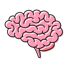 Brain, side view, simple clean graphic
