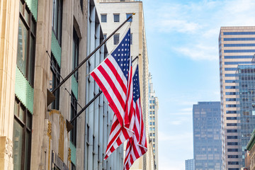 American flag in Manhattan New York downtown