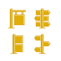 yellow wooden signpost and signage icons