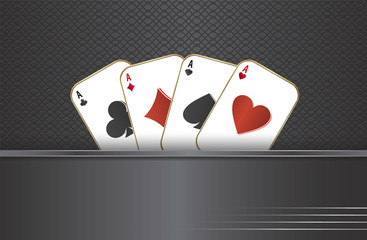 Metal background.Playing aces of all stripes.Playing cards