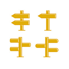 yellow wooden signpost and signage icons