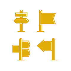 Fototapeta premium yellow wooden signpost and signage icons